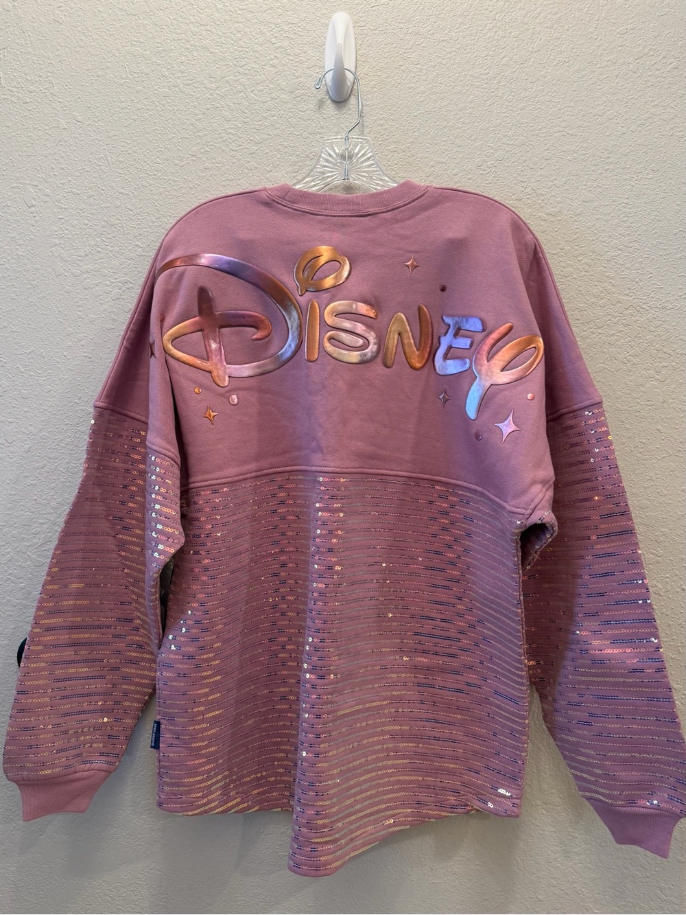 Disney Earidescent Mickey Sequin Spirit Jersey Pink Size M NWT